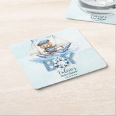 Niedliche Teddy Bear Nautical Boat Boy Babydusche Rechteckiger Pappuntersetzer (angewinkelt)