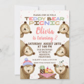 Niedliche Teddy Bear Picnic Geburtstags Einladung (Vorderseite)