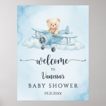 Niedliche Teddy Bear Pilot Baby Dusche Willkommen