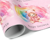 Niedliche Teddy Bear Rainbow Girl Baby Dusche Geschenkpapier (Rolleneckpunkt)