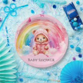 Niedliche Teddy Bear Rainbow Girl Baby Dusche Pappteller (Party)