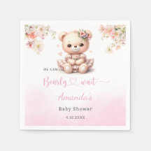 Niedliche Teddy Bear Rosa Blumenmädchen Babydusche