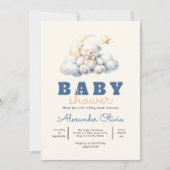 Niedliche Teddy Bear Sleep Baby Dusche Einladung (Vorderseite)