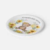 Niedliche Teddy Bear Sonnenblume Babydusche 1. Geb Pappteller (Schrägansicht)