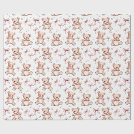 Niedliche Teddy Bear und Baby Dusche Umschlagpapie Geschenkpapier (Flach)