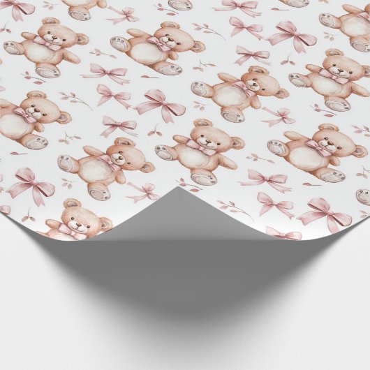 Niedliche Teddy Bear und Baby Dusche Umschlagpapie Geschenkpapier (Ecke)