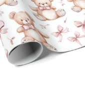 Niedliche Teddy Bear und Baby Dusche Umschlagpapie Geschenkpapier (Rolleneckpunkt)