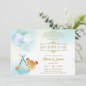 Niedliche Teddy Bear Virtual Baby Dusche von Mail Einladung (Stehend Vorderseite)
