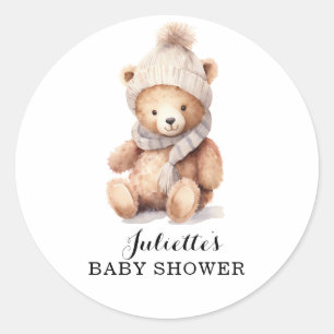 Niedliche Teddy Bear Winter Babydusche Runder Aufkleber