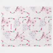 Niedliche Teddy Bears and Clouds Baby Girl Pattern Fleecedecke (Vorderseite (Horizontal))