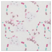 Niedliche Teddy Bears and Clouds Baby Girl Pattern Stoff (Nahaufnahme)