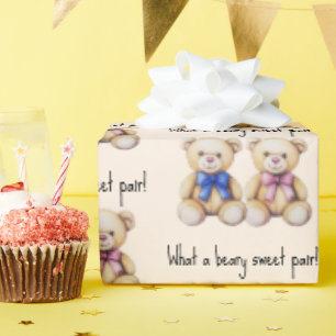 Niedliche Teddy Bears, Girl & Boy Twins Kinderdusc Geschenkpapier