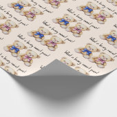 Niedliche Teddy Bears, Girl & Boy Twins Kinderdusc Geschenkpapier (Ecke)
