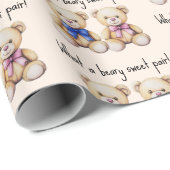 Niedliche Teddy Bears, Girl & Boy Twins Kinderdusc Geschenkpapier (Rolleneckpunkt)