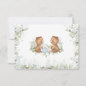 Niedliche Teddy Bears High Tee Party Twins Kinderd RSVP Karte (Rückseite)