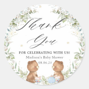 Niedliche Teddy Bears High Tee Party Twins Kinderd Runder Aufkleber