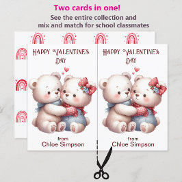 Niedliche Teddy Bears Kid's Valentine-Klassenzimme Postkarte