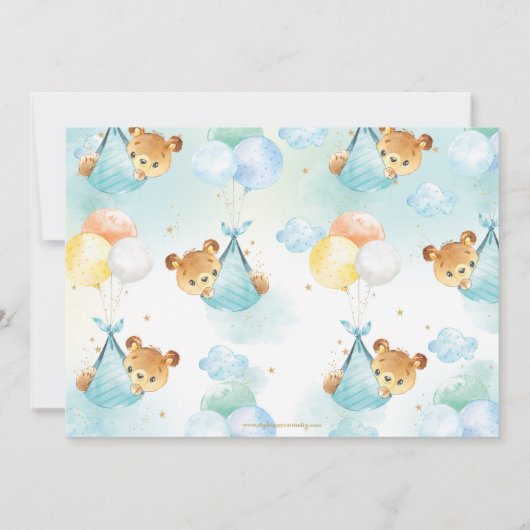 Niedliche Teddy Bears Twin Boys Twin Blue Baby Dus Einladung (Rückseite)