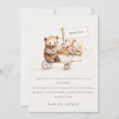 Niedliche Teddy Floral Cart Babydusche Dankeskarte (Vorderseite)