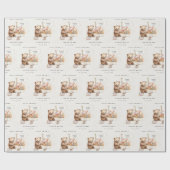 Niedliche Teddy Floral Cart Babydusche Geschenkpapier (Flach)