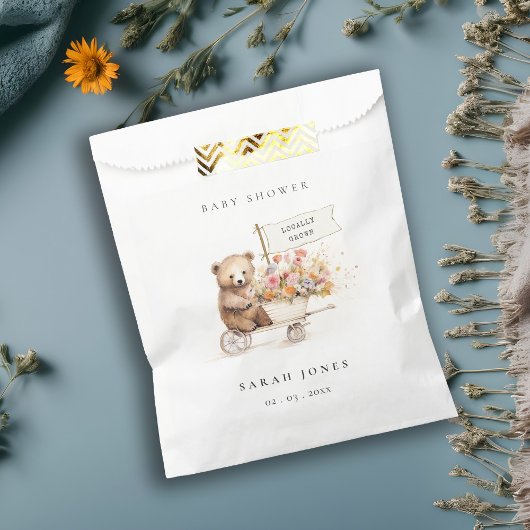 Niedliche Teddy Floral Cart Babydusche Geschenktütchen
