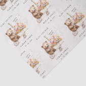 Niedliche Teddy Floral Cart Babydusche Seidenpapier (Detail)