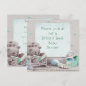 Niedliche Teddy-Lesung holen eine Buch-Baby-Dusche Einladung (Vorne/Hinten)