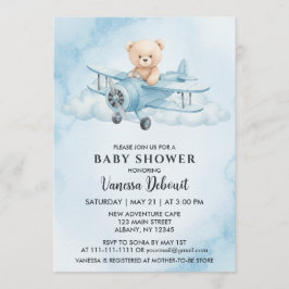 Niedliche Teddybär-Babydusche Einladung