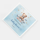 Niedliche Teddybär, blau und braun Babydusche Serviette (Ecke)