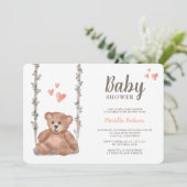 Niedliche Teddybär Blumendusche Einladung (Stehend Vorderseite)