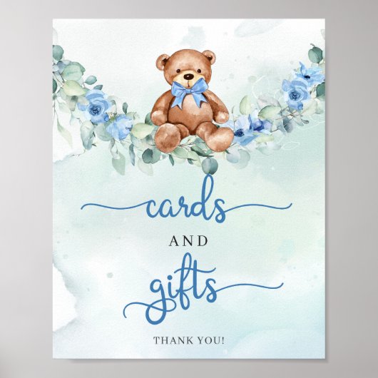 Niedliche Teddybär Blumenkarten und Geschenke Poster (Vorne)