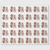 Niedliche Teddybär-Hochzeit Geschenkpapier (Flach)