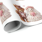 Niedliche Teddybär-Hochzeit Geschenkpapier (Rolleneckpunkt)