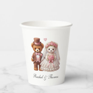 Niedliche Teddybär-Hochzeit Pappbecher