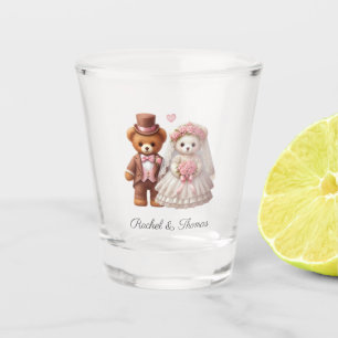 Niedliche Teddybär-Hochzeit Schnapsglas