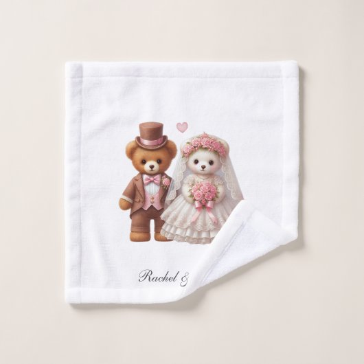 Niedliche Teddybär-Hochzeit Waschlappen (Waschlappen)