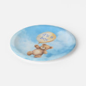 Niedliche Teddybär schwimmende Ballon Babydusche Pappteller (Schrägansicht)