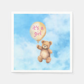 Niedliche Teddybär schwimmende Ballon Mädchen Dusc Serviette (Vorderseite)
