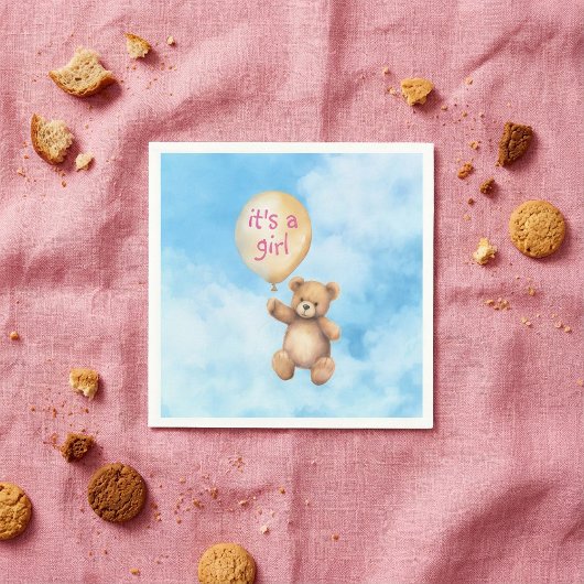 Niedliche Teddybär schwimmende Ballon Mädchen Dusc Serviette