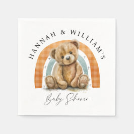 Niedliche Teddybär- und Regenbogen-Babydusche Serviette