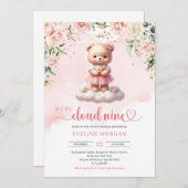 Niedliche Teddybär-Wolke neun Mädchen-Dusche einla Einladung