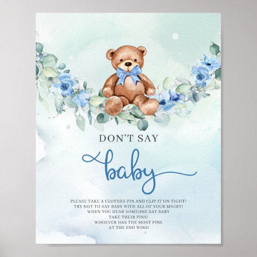Niedliche Teddybärblüten sagen nicht Babyspiel Poster (Vorne)