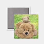 Niedliche Teddybären auf der Wiese Magnet (Vorderseite/Rückseite)