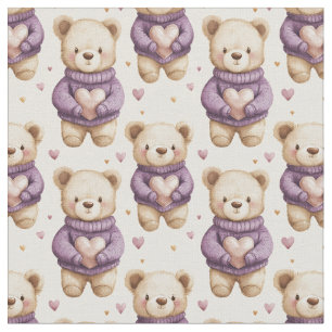 Niedliche Teddybären in Lila Sweatern Stoff