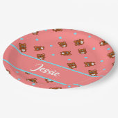 Niedliche Teddybären in Rosa Pappteller (Schrägansicht)