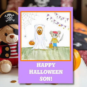 Niedliche Teddybären mit Aquarellfarbe Happy Hallo Karte