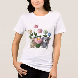 Niedliche Teddybären mit farbiger Blume aus Garn Tri-Blend Shirt