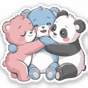 Niedliche Teddybären mit Panda Aufkleber