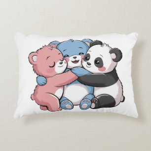 Niedliche Teddybären mit Panda Dekokissen