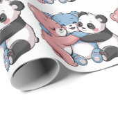 Niedliche Teddybären mit Panda Geschenkpapier (Rolleneckpunkt)